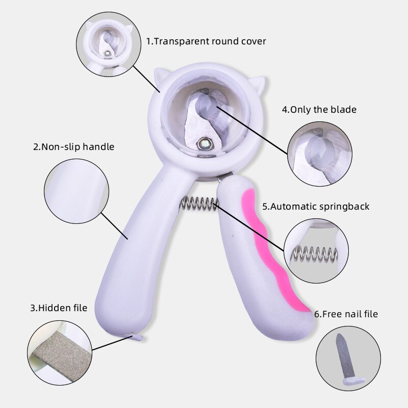 Splash-proof Pet Nail Scissors New Style with File All-in-one Cat and Dog Nail Scissors Safety Pliers — image 5
