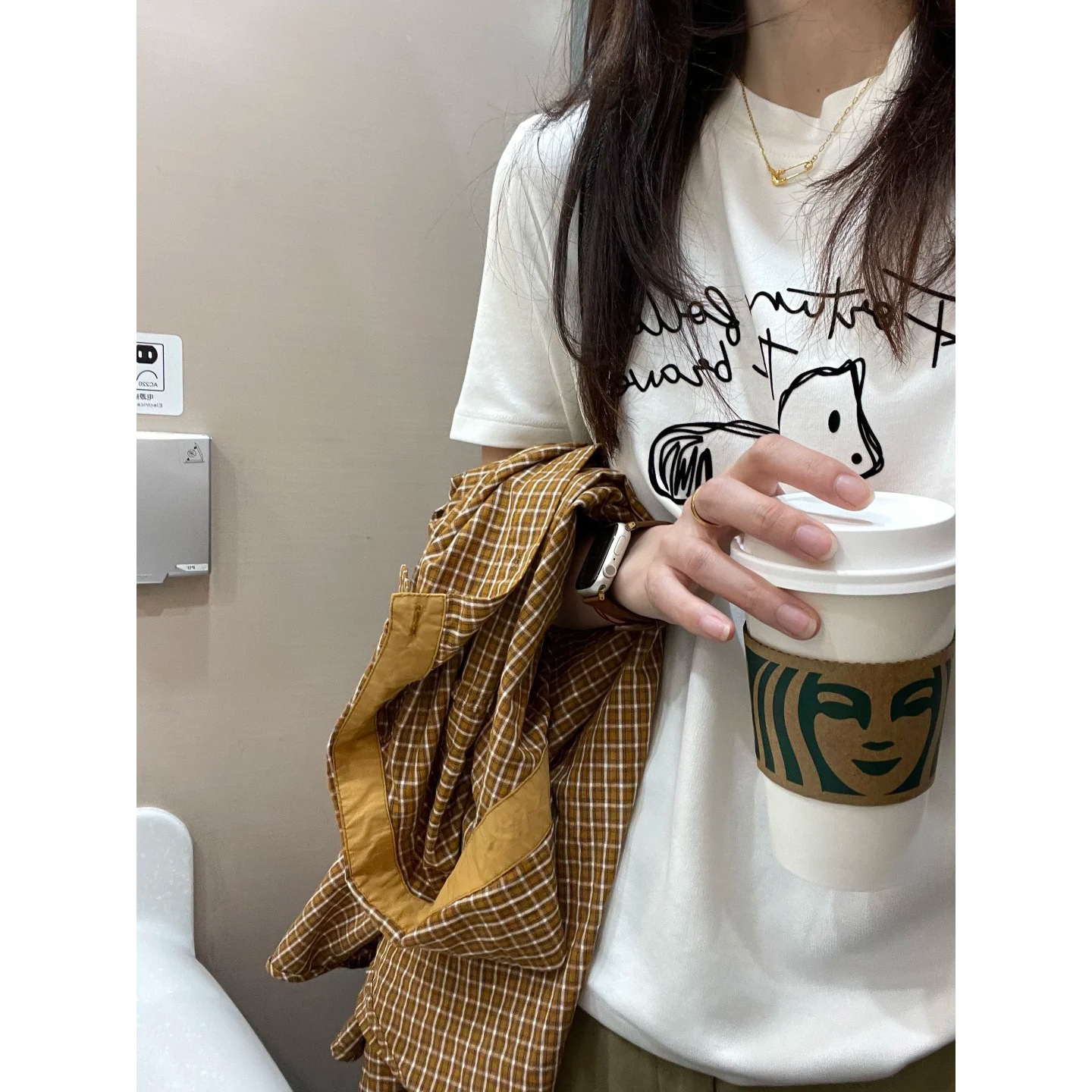 Horse Print Short Sleeve Women's Regular Shoulder White T-Shirt — image 5