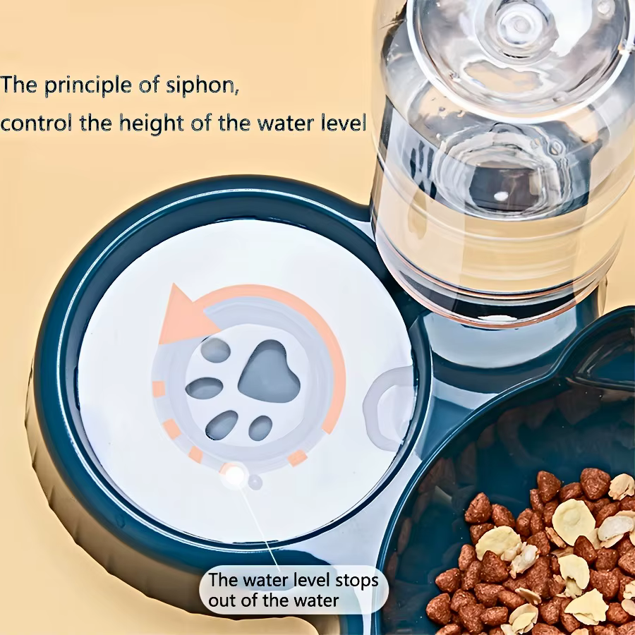 Tazón de Mascotas 3 en 1 con Bottella de Agua Gravitacional, Diseño de Oreja para Protección del Cuello - Combinación de Alimento y Agua para Gatos con Taza Inclinada — imagen 5