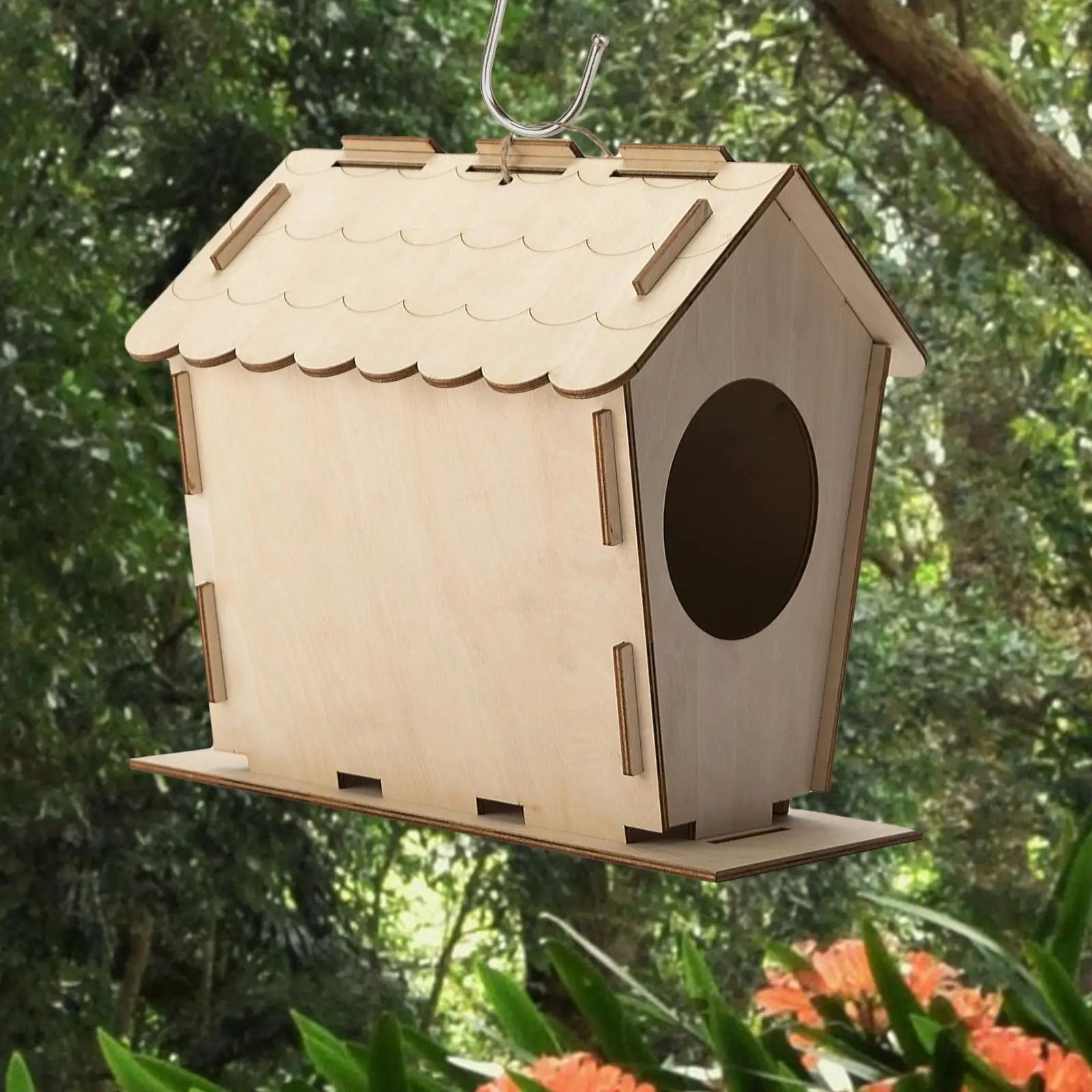 Casa de pájaro para hacer en casa Regalo para jardín Refugio al aire libre Sin terminar Casa de anidación de madera — imagen 2