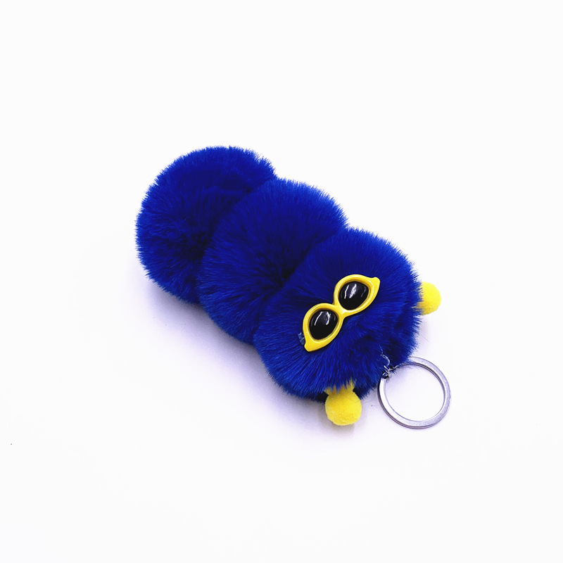New Cute Caterpillar Key Chain Cute Candy Color Cartoon Plush Bag Pendant Car Key Chain Accessories — image 8