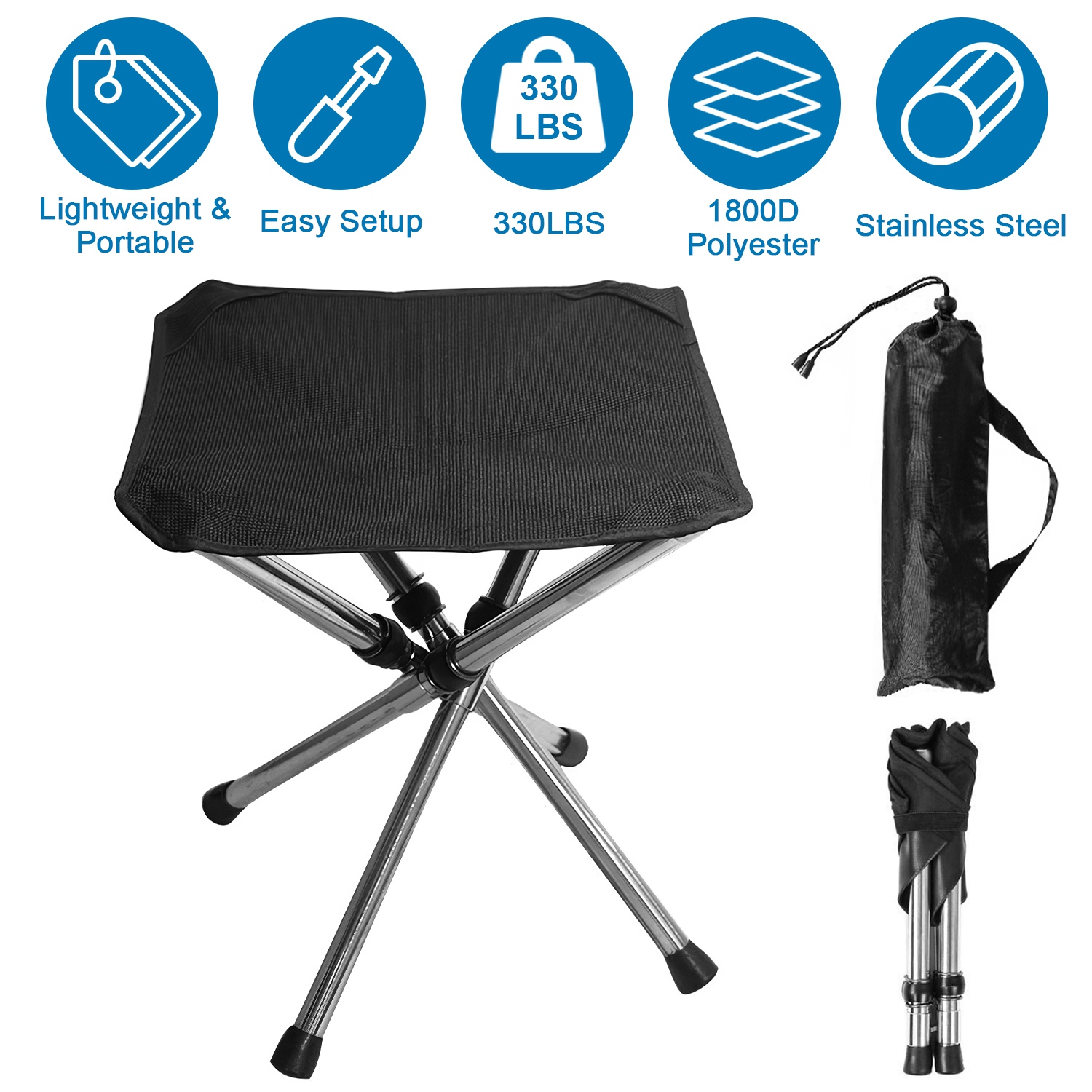 Silla de Acampada Plegable Portátil con Cierre Retráctil - Silla Ligera para Caminatas, Pesca y BBQ — imagen 1