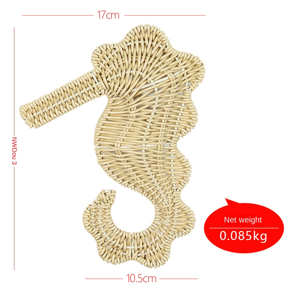 Ocean Series Handmade Rattan Wall Hanging Decor - Seahorse, Crab, Tropical Fish, Handwoven Rattan Wall Art — image 3