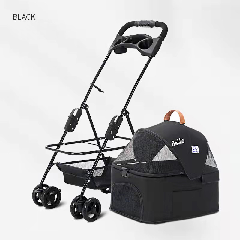Walk The Dog Pet Stroller Teddy Dog Four Wheel Wan fold To The Stacked Stroller Cats Can Be Separated From The Stroller — image 11