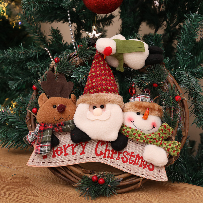 Christmas Vine Wreath Decoration Snowman Elderly Elk Vine Circle Pendant Scene Decoration Supplies — image 6