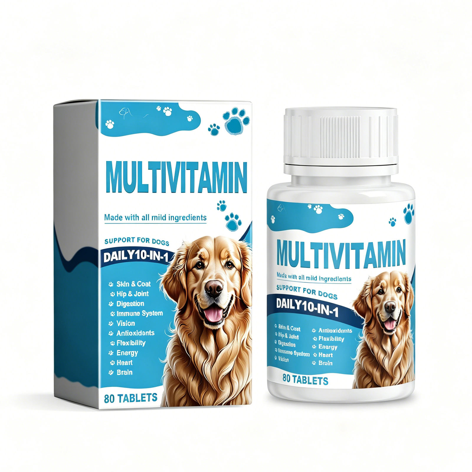Tabletas de Multivitamínico para Perros, Suplemento Nutricional Diario que Apoya la Salud de Piel y Coat, Articulaciones, Digestión, Inmunidad y Visión