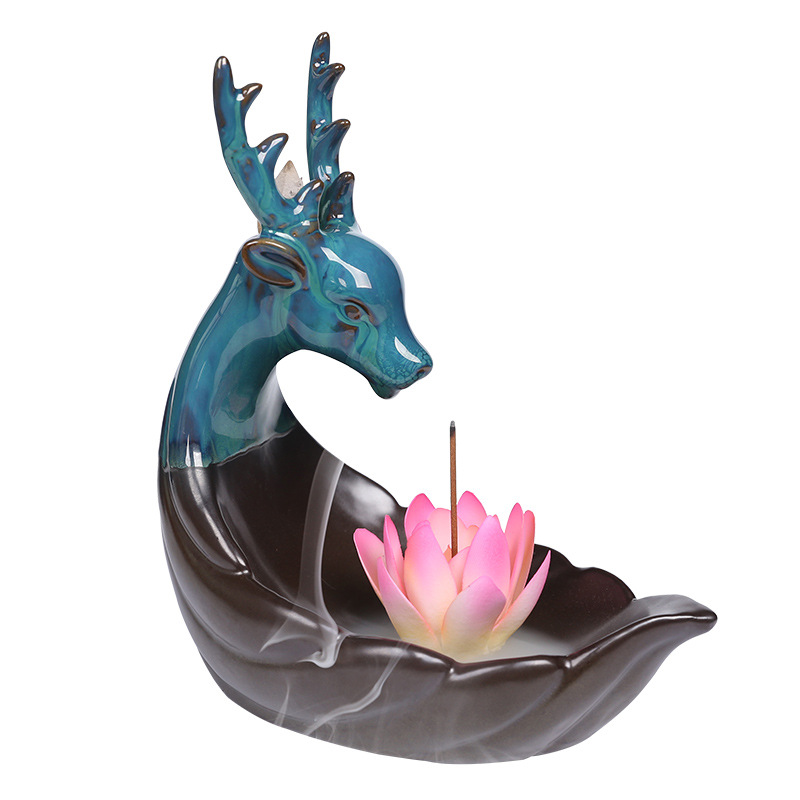Ceramic Smoke Backflow Incense Burner Nordic Style Deer Ceramic Personality Ins Modern Home Living Room Bedroom Decoration Ornaments — image 5
