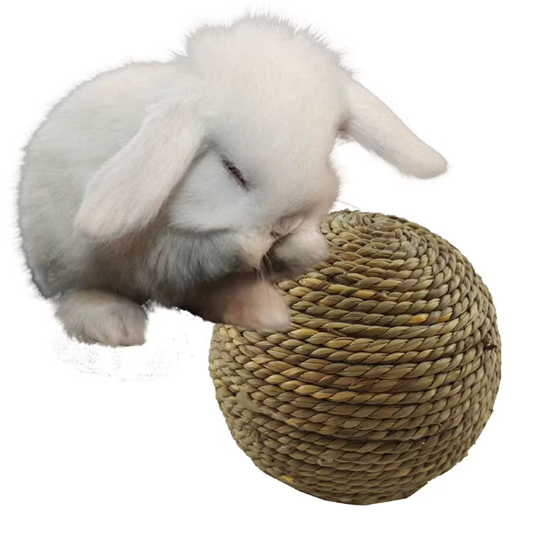 6/10cm Chewing Braided Ball Guinea Pig Rabbit Hamster Small Animal Play Pet Interactive Chew Toy Natural Grass Ball Fun Pet Toys — image 3