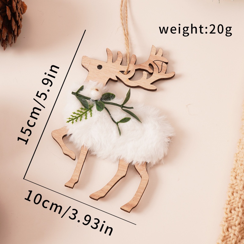 Christmas Wooden Plush Decorations - Heart, Star, Tree, Deer Shape Ornaments for Xmas Tree — image 11