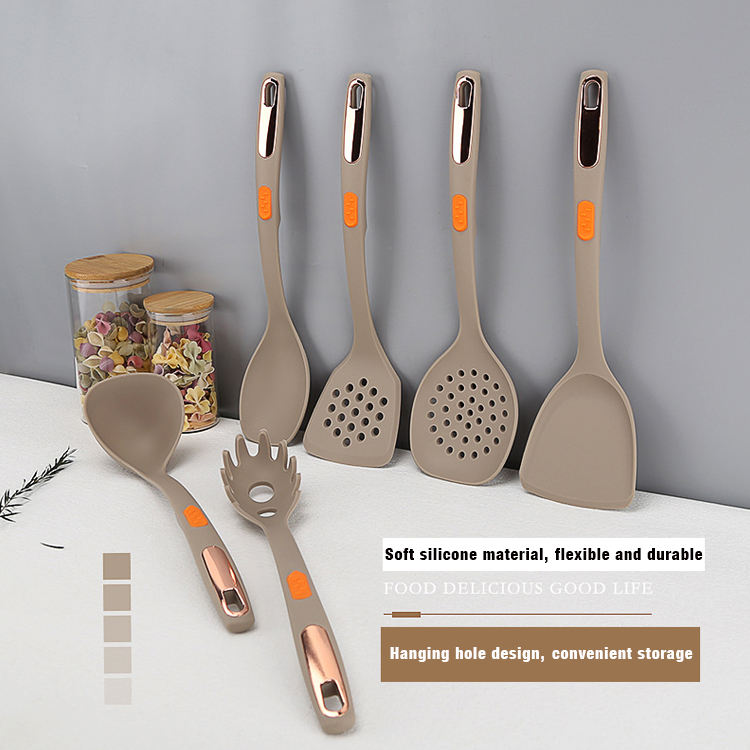 7-Piece Silicone Pack Nylon Cookware Set Spatula Soup Spoon Fishing Fence Powder Grasp Leaky Spoon Dense More Cooking Tools — image 3