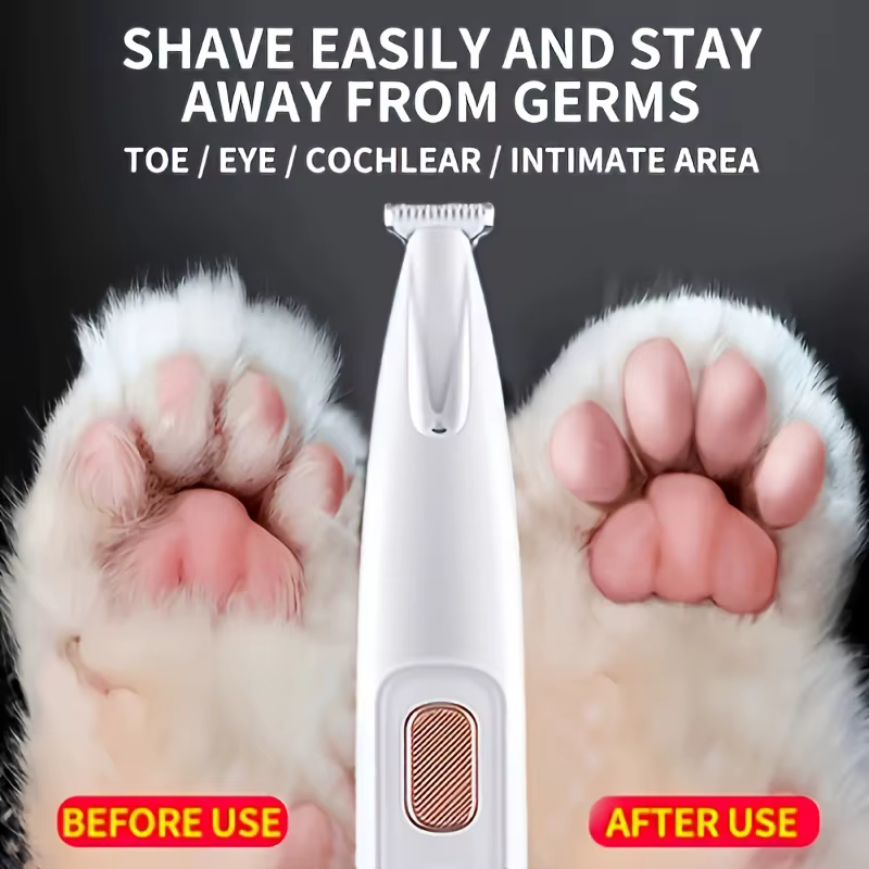 Pet Grooming Kit with Scissors, Low Noise Cordless Trimmer, USB Battery Powered LED Light for Dog Cat Face Paw Grooming — image 4