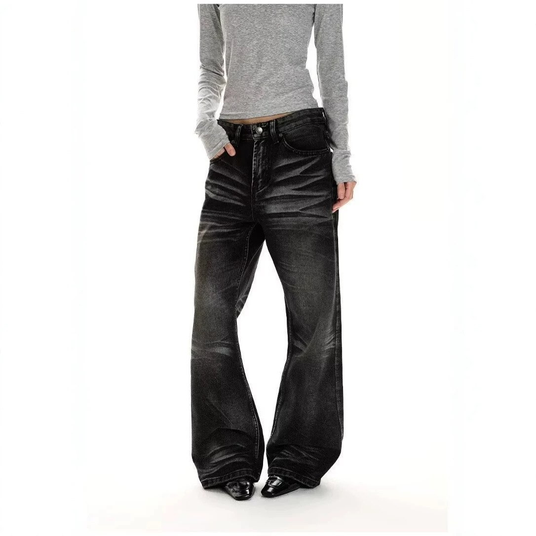 Distressed Washed Cat-Whisker Flared Slim Fit Cleanfit Vintage Denim Pants — image 3