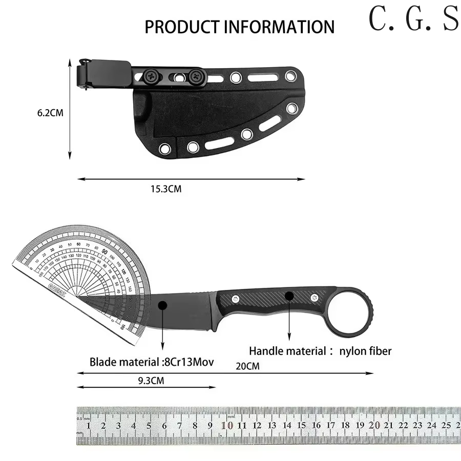Speedgoat Fixed Blade Outdoor Straight Knife Nylon Wave Fiber Handle EDC Outdoor Hunting Survival Portable with Kydex Knives — image 6