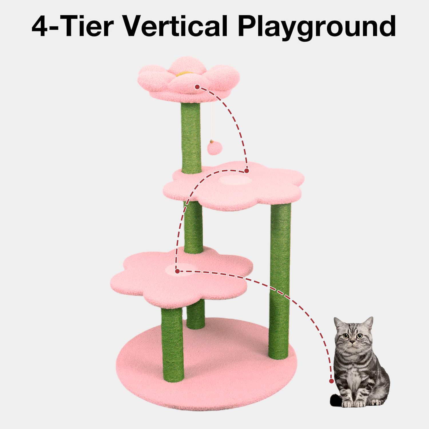 Cat Tree with Removable Cozy Perch & Scratching Posts Hanging & Toy Multi-Level Cat Furniture for Kittens/Cats to Climb, Rest & Play Hanging Toy — image 7