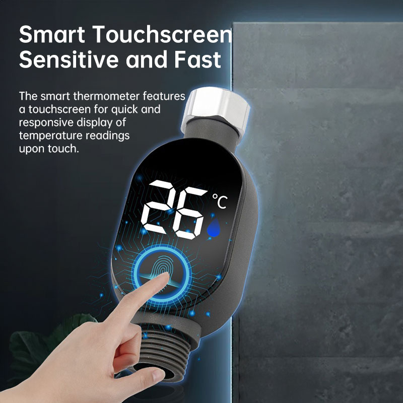 Black LED bathroom shower thermometer (0℃~99℃): accurate temp measurement, smart counter — image 7