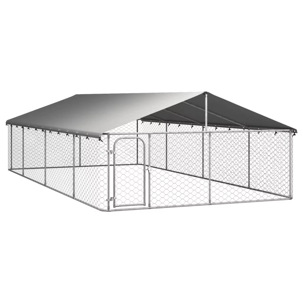 Cubo de Jardín con Techo 600x300x150 cm / 100x100x150 cm / 200x100x150 cm Cubos y Vallas para Perros Acero Galvanizado Granja — imagen 1