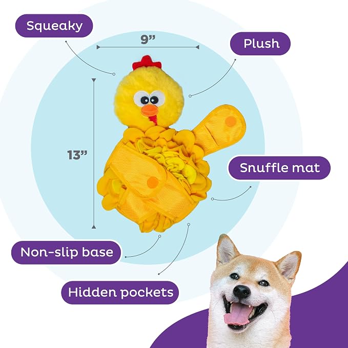 13.4-Inch Chicken Snuffle Pal Squeaky Dog Toy, Interactive Plush Enrichment Toy For Foraging And Play — image 4