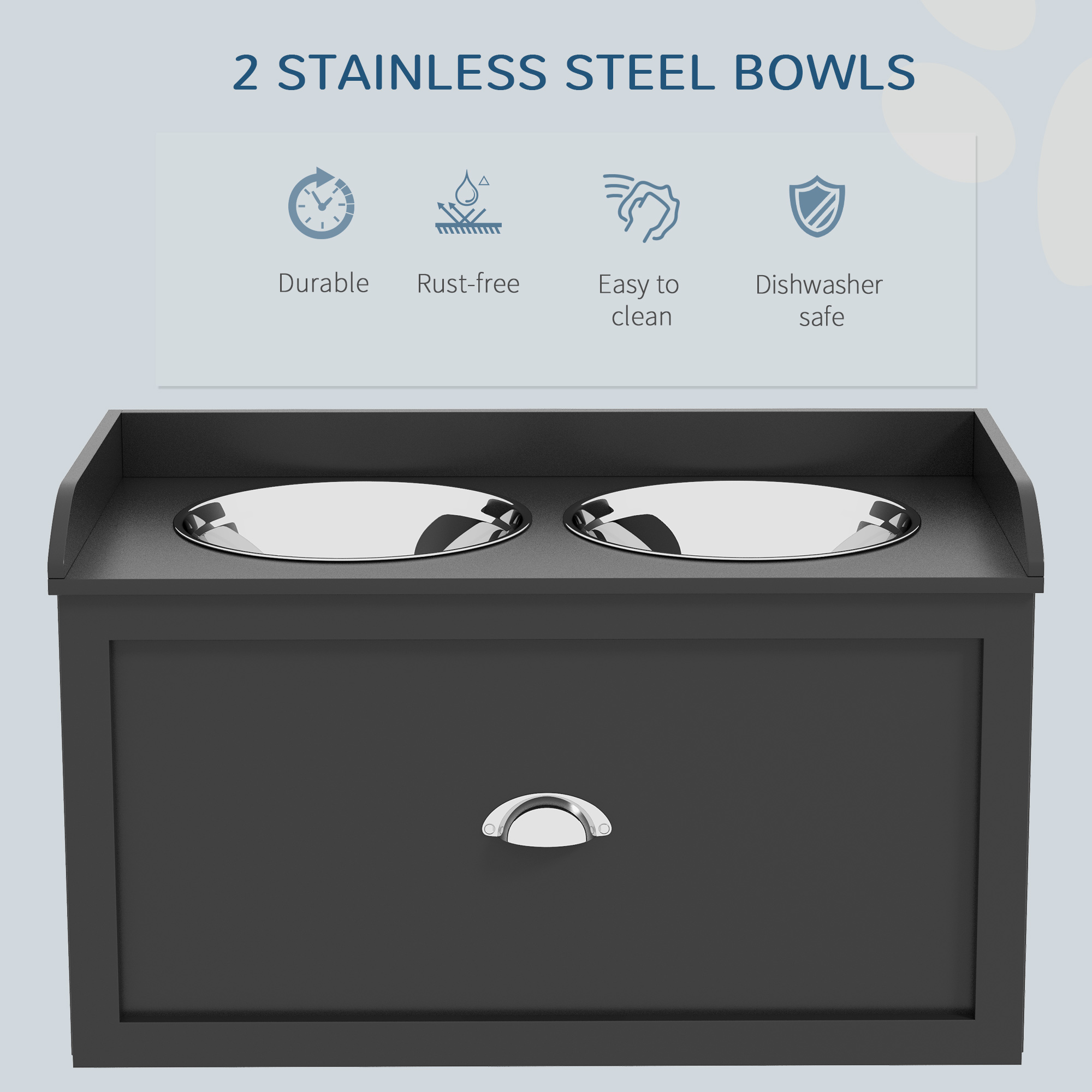 Pet Feeding Station Pet Dish Bowl Set with Storage, 2 Elevated Dog Bowls for Large Sized Dogs, Black — image 4