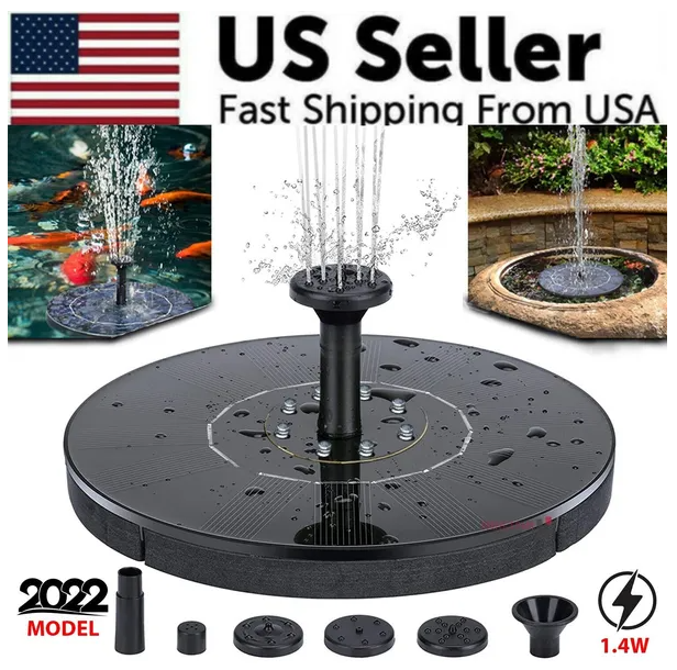 Solar Power Bird Bath Fountain Upgrade 1.4W Solar Fountain With 4 Nozzle — image 1