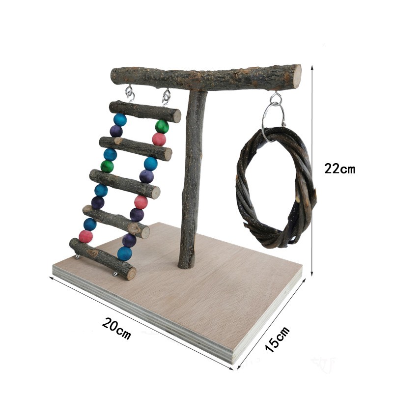 Solid Wood Parrot Station Frame Training Bird Shelf Parrot Toys — image 6