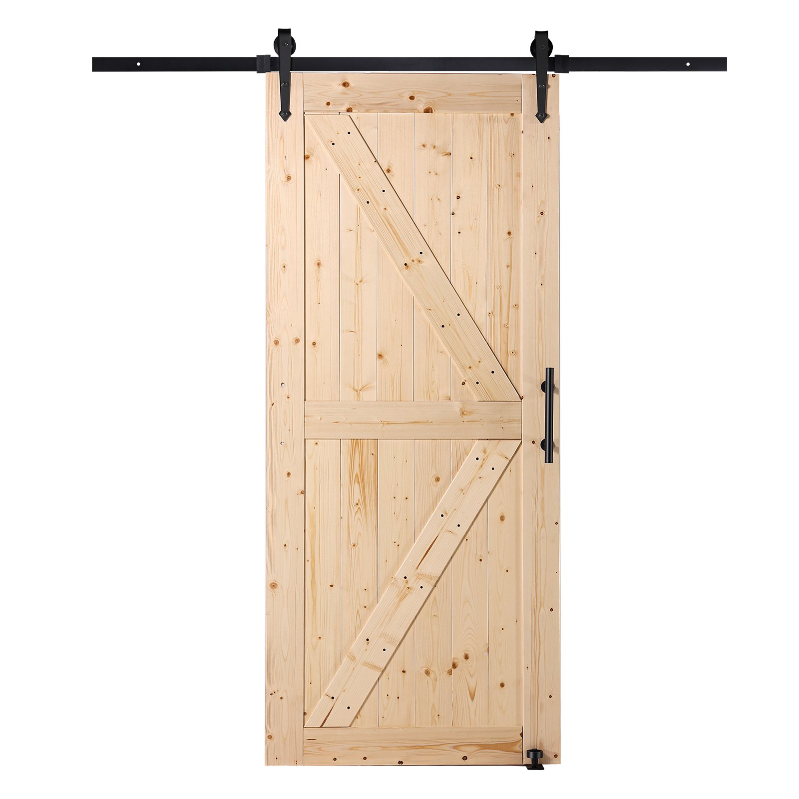 Barn Door And Hardware Kit, 36" X 84" Wood Sliding Barn Door, Smoothly And Quietly, Barn Door Kit With 8-in-1 Floor Guide And Door Handle, Spruce Wood Panelled Slab, Easy To Install — imagen 1