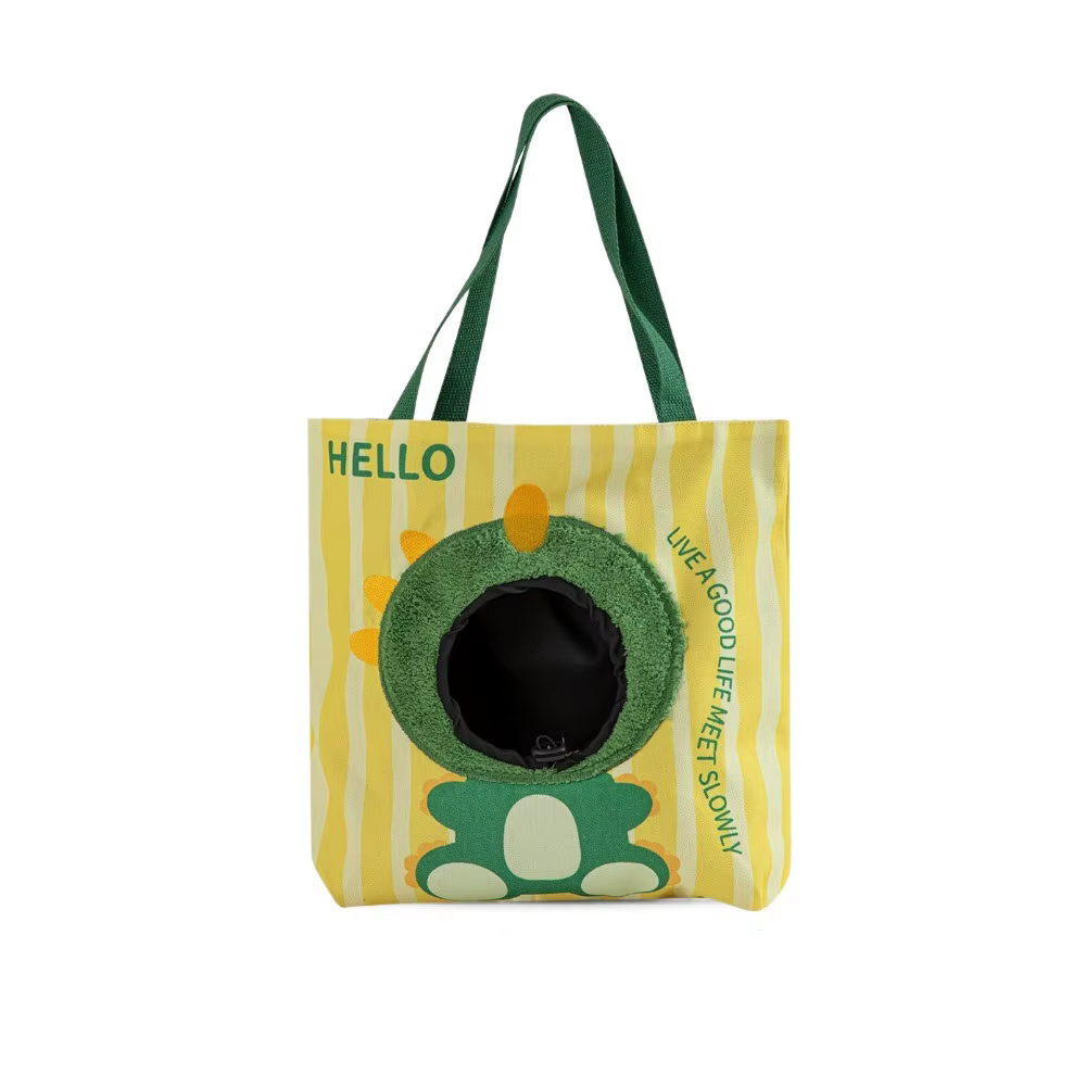 Pet Transfer Bag Breathable Cat Carrier Bag Portable Cartoon Puppy Travel Bag with Hole Canvas Pet Tote Bag Pet Travel — image 1