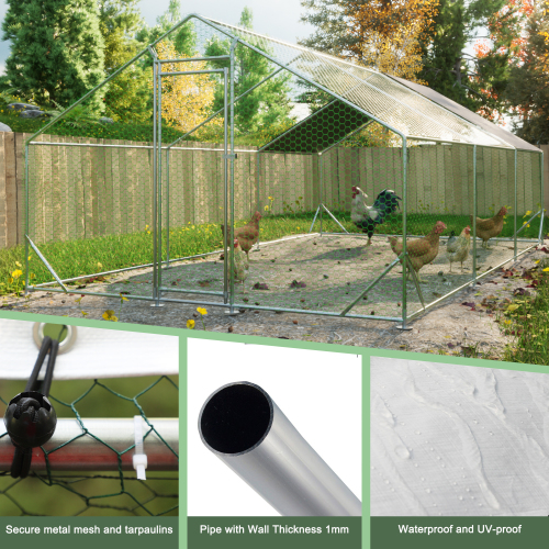 Large Metal Chicken Coop, Walk-in Chicken Run, Galvanized Wire Poultry Chicken Hen Pen Cage, Rabbits Duck Cages With Waterproof And Anti-Ultraviolet Cover For Outside10 L X 20W X 6.56H — imagen 7