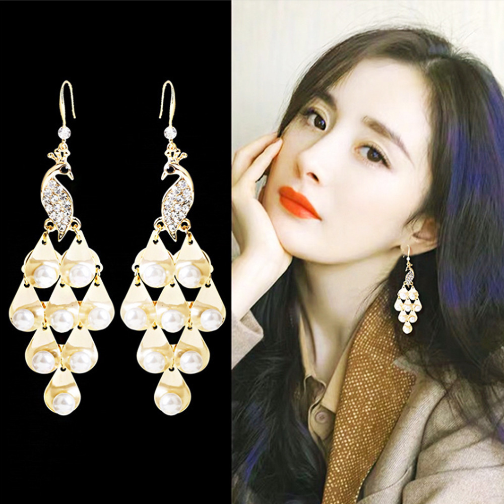 Korean Style Fashion Phoenix Super Fairy Exaggerated Earrings High-End Temperament Long Earrings New Earrings — image 2