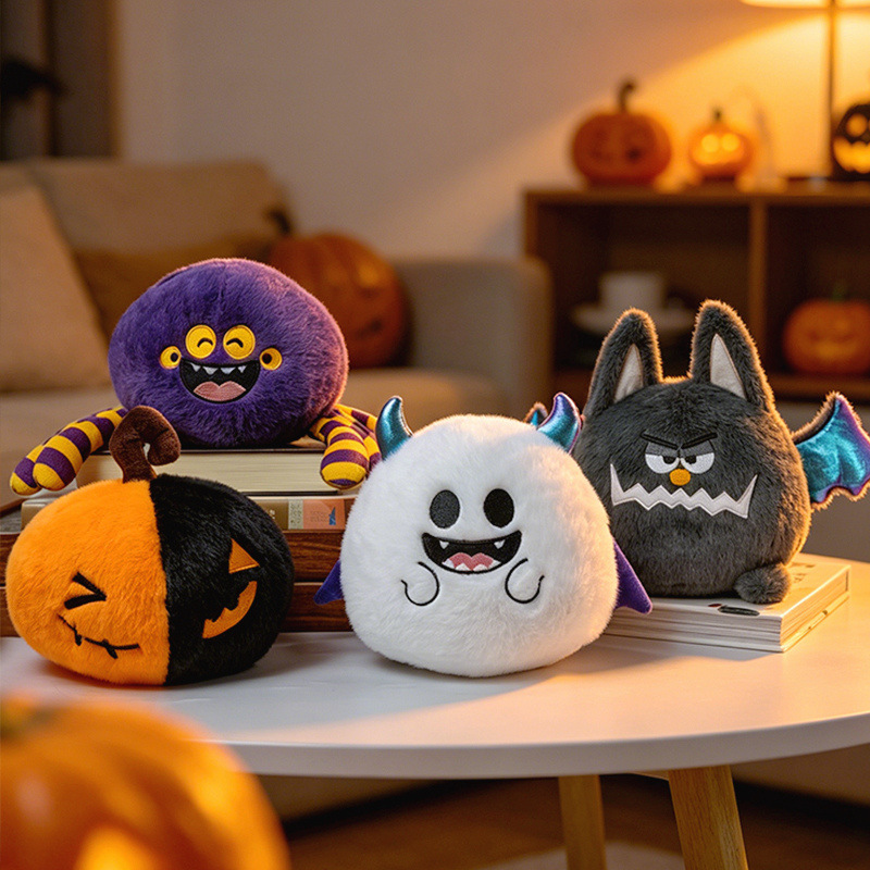 Muñecos de Peluche de Serie Halloween: Calabaza, Araña divertida, Murciélago, Fantasma y Muñeca de Bruja — imagen 2
