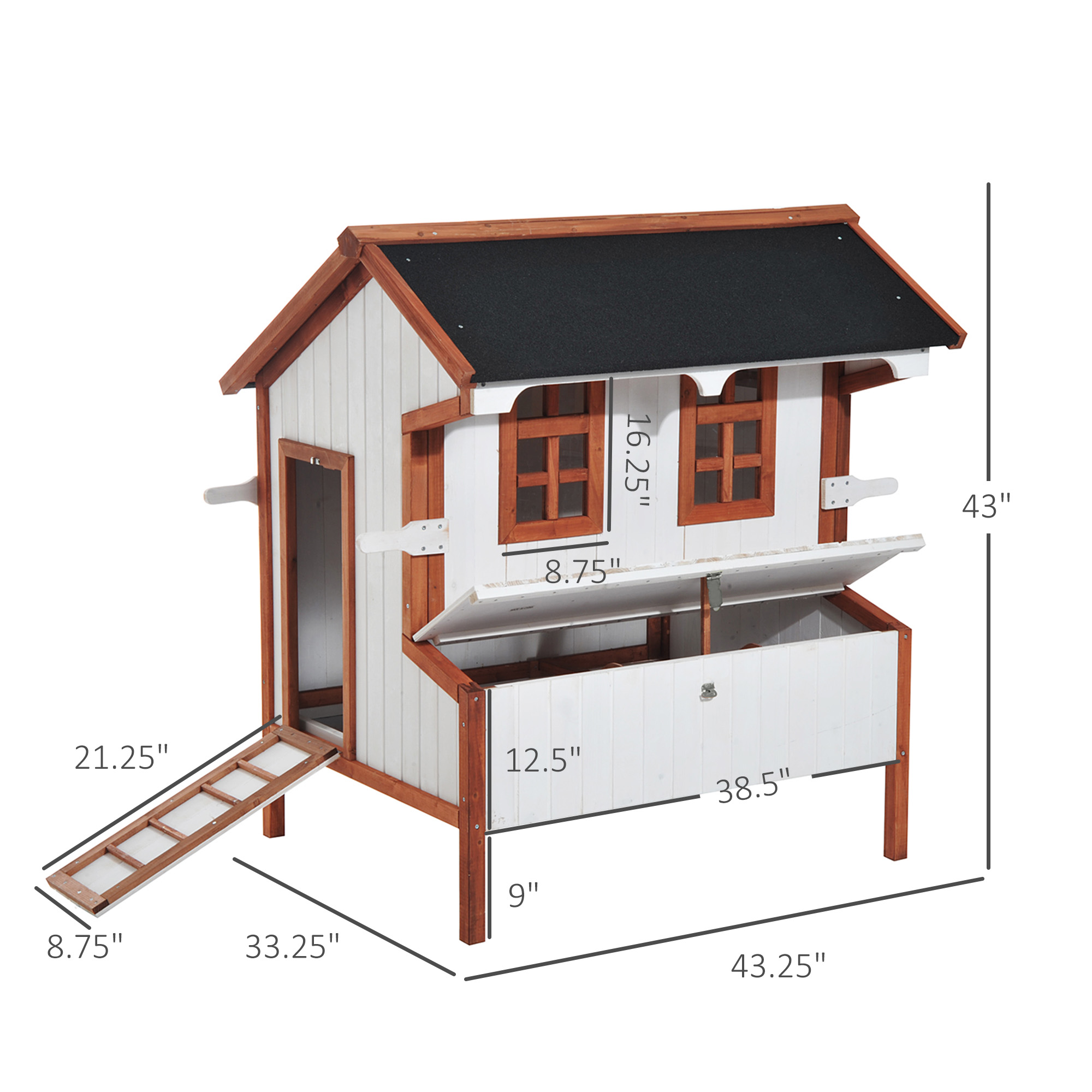 47" Chicken Coop Wooden Chicken House Rabbit Hutch Raised Poultry Cage Portable Hen Pen Backyard With Nesting Box And Handles — imagen 2