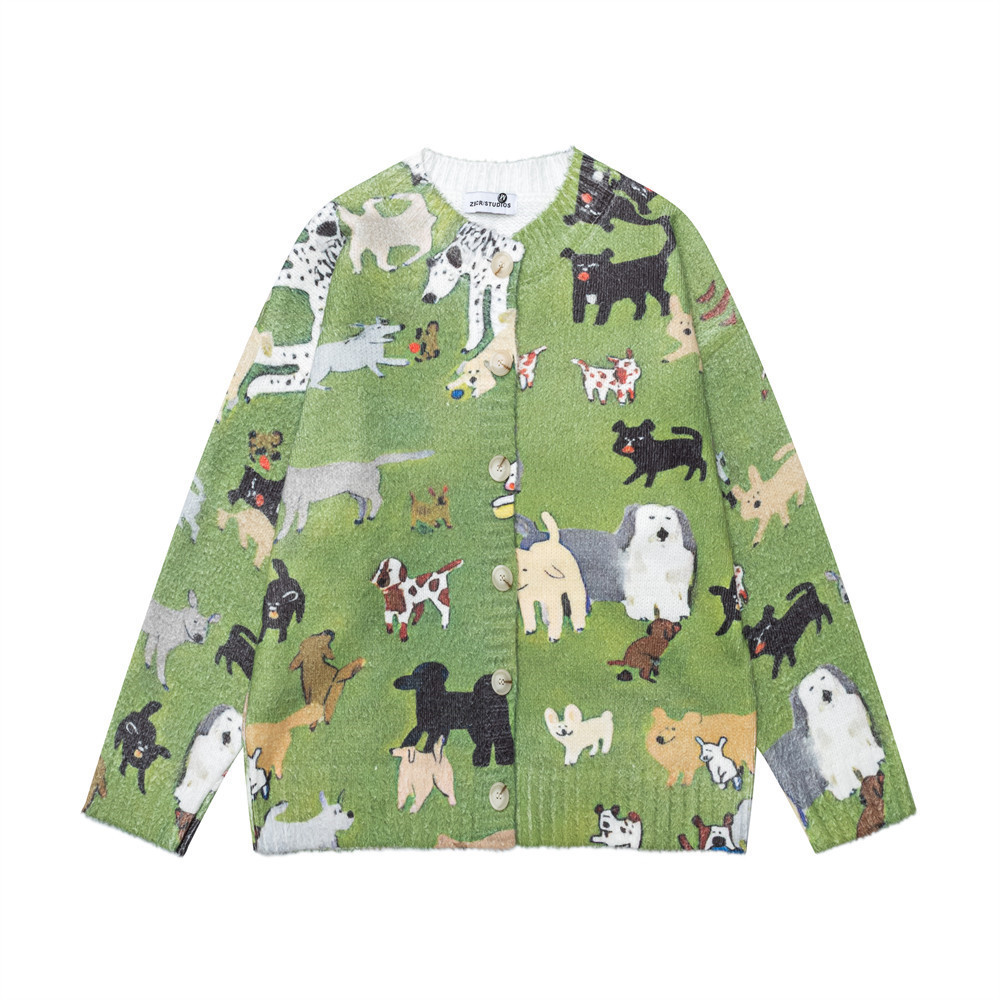 Animal Dog Digital Full Print Round Neck Cardigan — image 7
