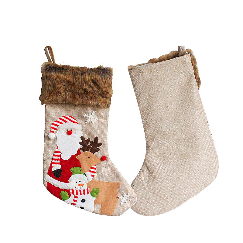 Plush Christmas Socks for Santa Claus Snowman Elk Candy Bag Christmas Tree Gift Pendant Gift Socks — image 5