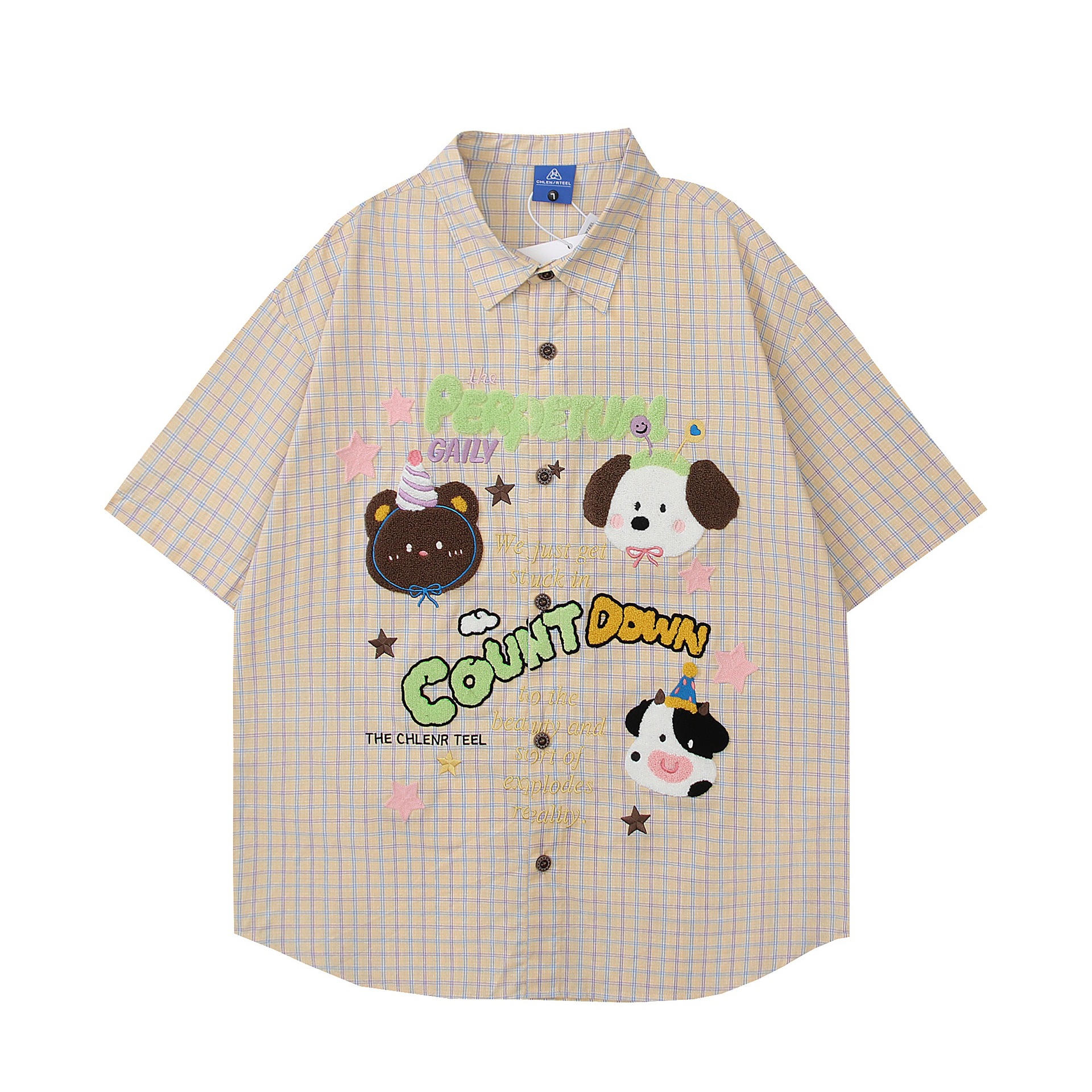 Cartoon animal embroidery short sleeved shirt — image 4