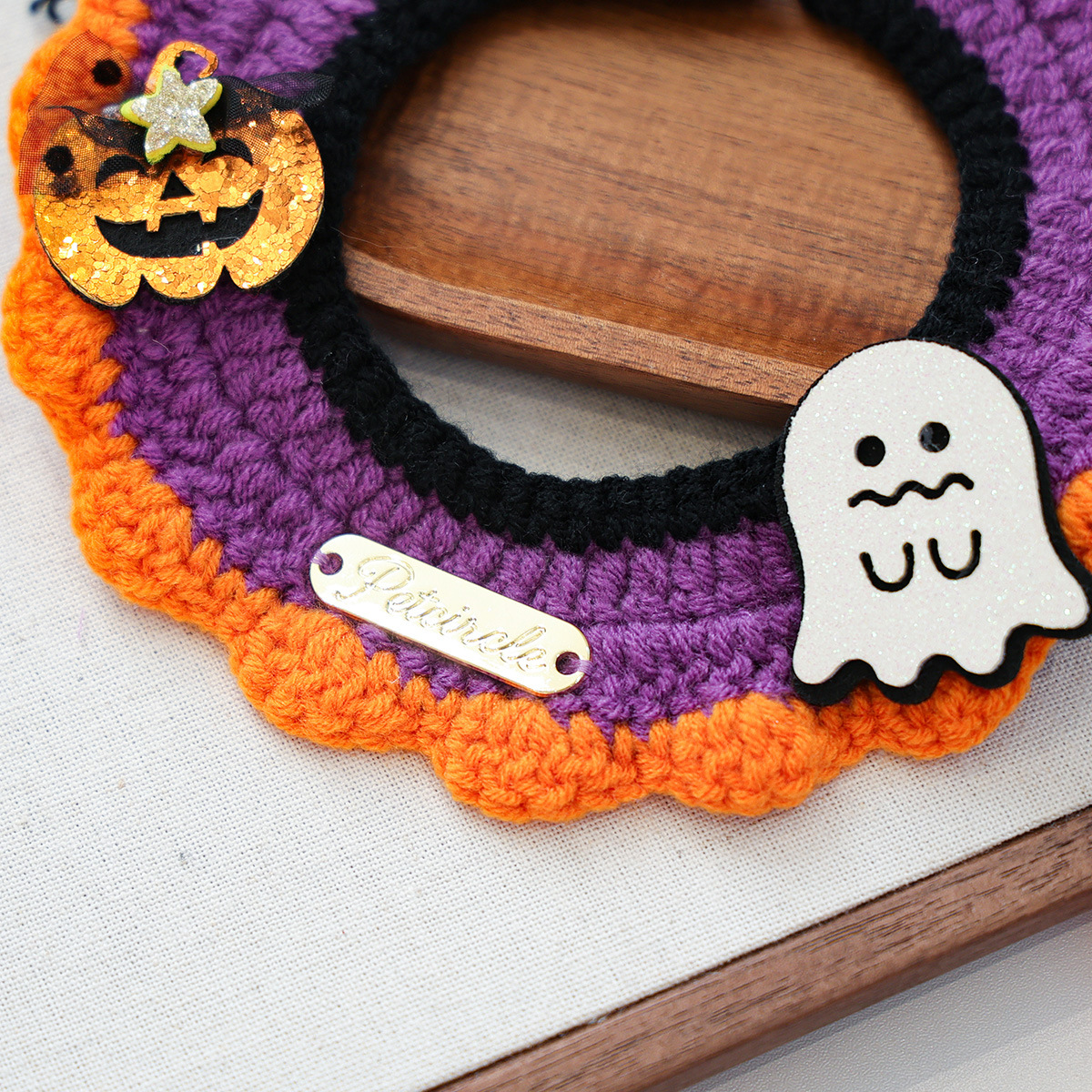 Halloween Pet Cat Dog Bandana Cute Cartoon Knit Scarf Pet Accessory Small Dog Bib — image 4