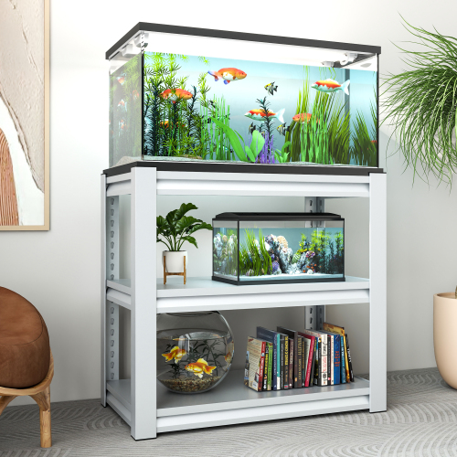 20-30 Gallon Fish Tank Stand - Metal Aquarium Stand, 34 W X 18 D X 31H Adjustable Heavy Duty Reptile Tank Stand, Adjustable 3-Tier Fish Tank Rack Shelf For Home Office, Tank Not Included — imagen 1
