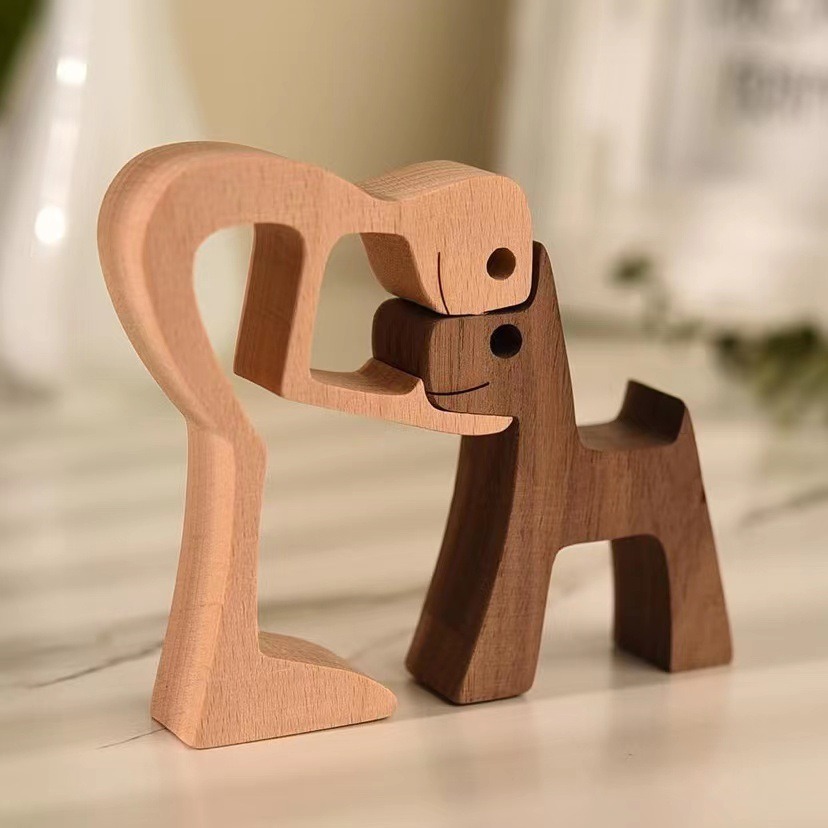Wooden dog and family member ornaments animal decorations creative desktop decoration custom children toys — image 15