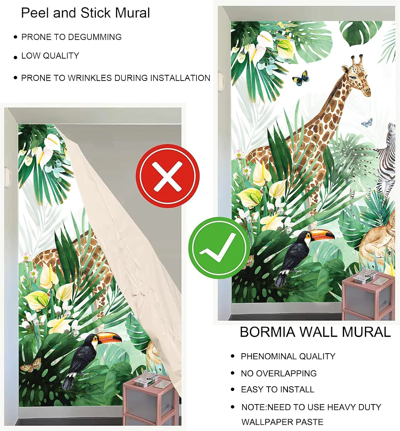Jungle Safari Animal Print Mural Tapestry Wall Hanging Tropical Boho Wildlife Decor Nursery Room Wall Art Polyester Home Decor — image 5