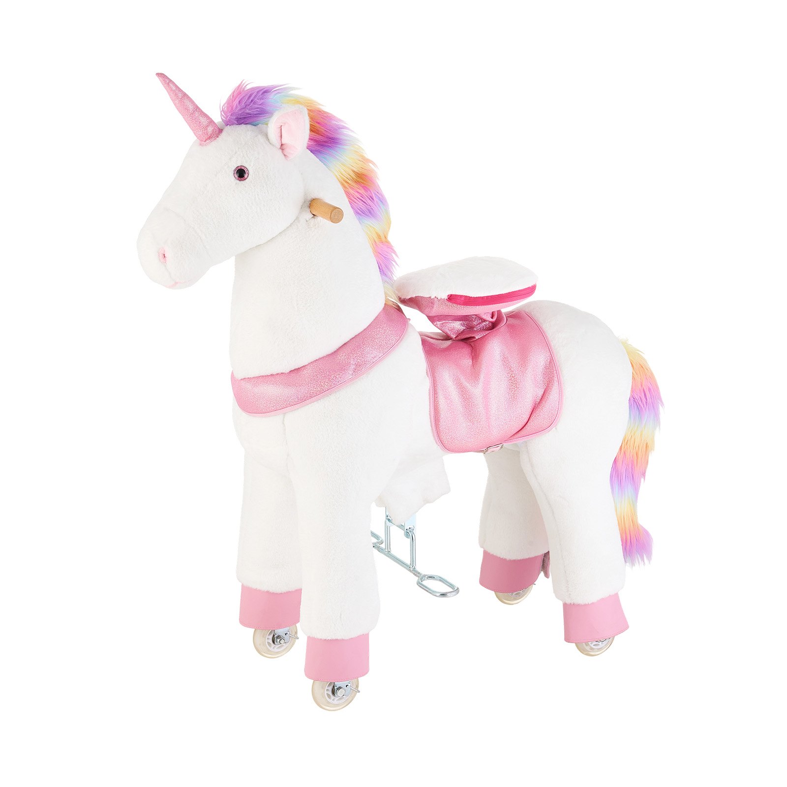 Caballo de montar para niños, juguete unicornio sin batería, ruedas suaves con anillo de detención anti-rodadura, asiento elevado mejorado, manijas, pedales robustos, capacidad máxima 79 kg para edades a partir de 6 años — imagen 1