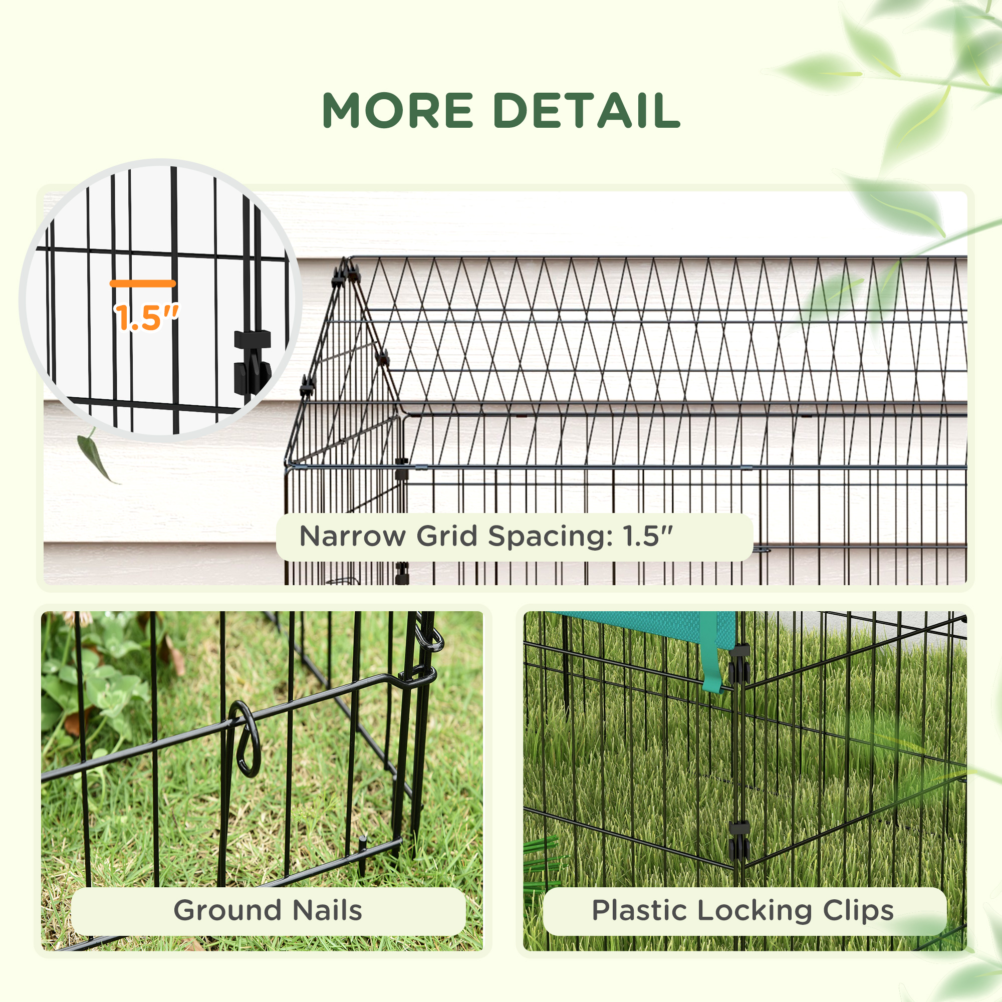 87" Small Animal Playpen with Roof for Rabbits, Chicken, Chinchillas for Indoor/Outdoor Use, Green — image 3