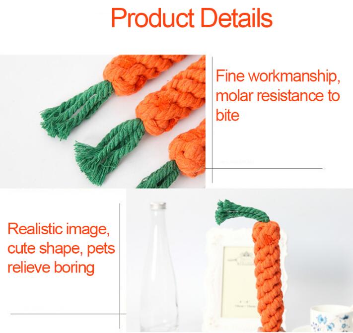 Pet Cotton Rope Carrot Dog Hand-Woven Cotton Rope Carrot Dog Molar Teeth Cleaning Pet Toy Buy One Get One Free — image 4