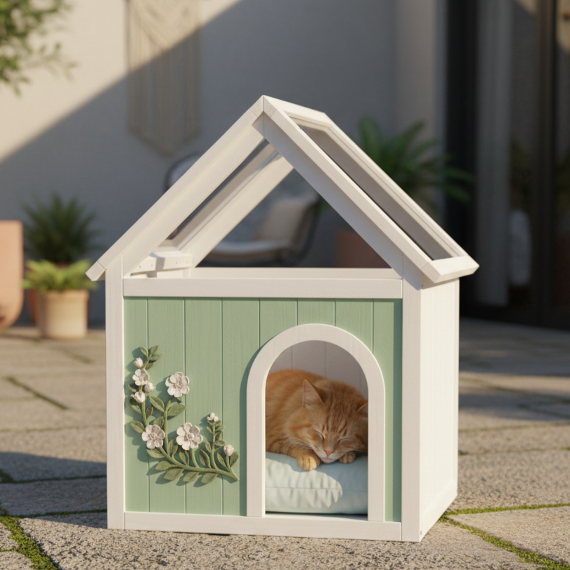 SAGE FSC-Certified Cedar Indoor Cat House with Clear Acrylic Roof – Wooden Pet House for Small Cats & Dogs — image 2