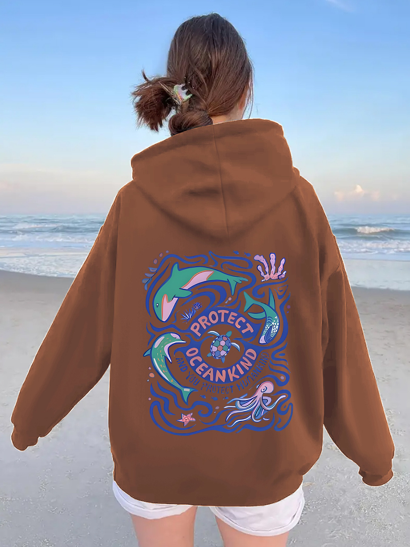 Thick marine animal letter printed hoodie — image 11