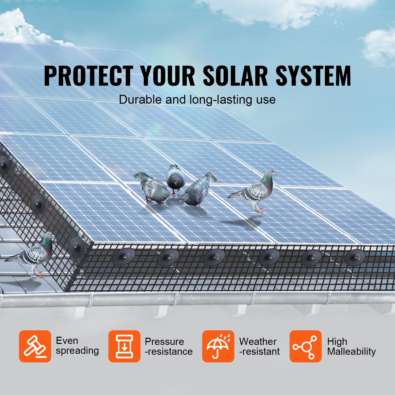 Kit de Guardián de Pánel Solares VEVOR con Fijaciones de Acero Inoxidable, Protección para Aves y Crías con Recubrimiento PVC Resistentes a la Corrosión — imagen 5