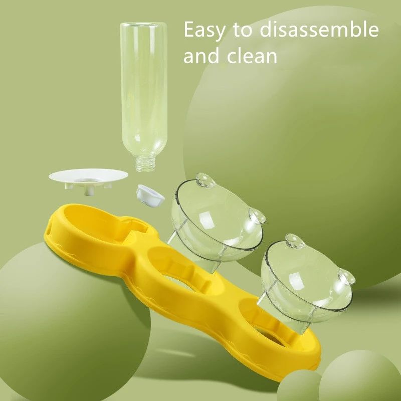 Pet Bowl Plastic Dog Bowl Double Bowl Automatic Drinking Water Anti Spill Food Bowl Pet Bowl Cute Cat Rice Bowl Cat Bowl — image 1