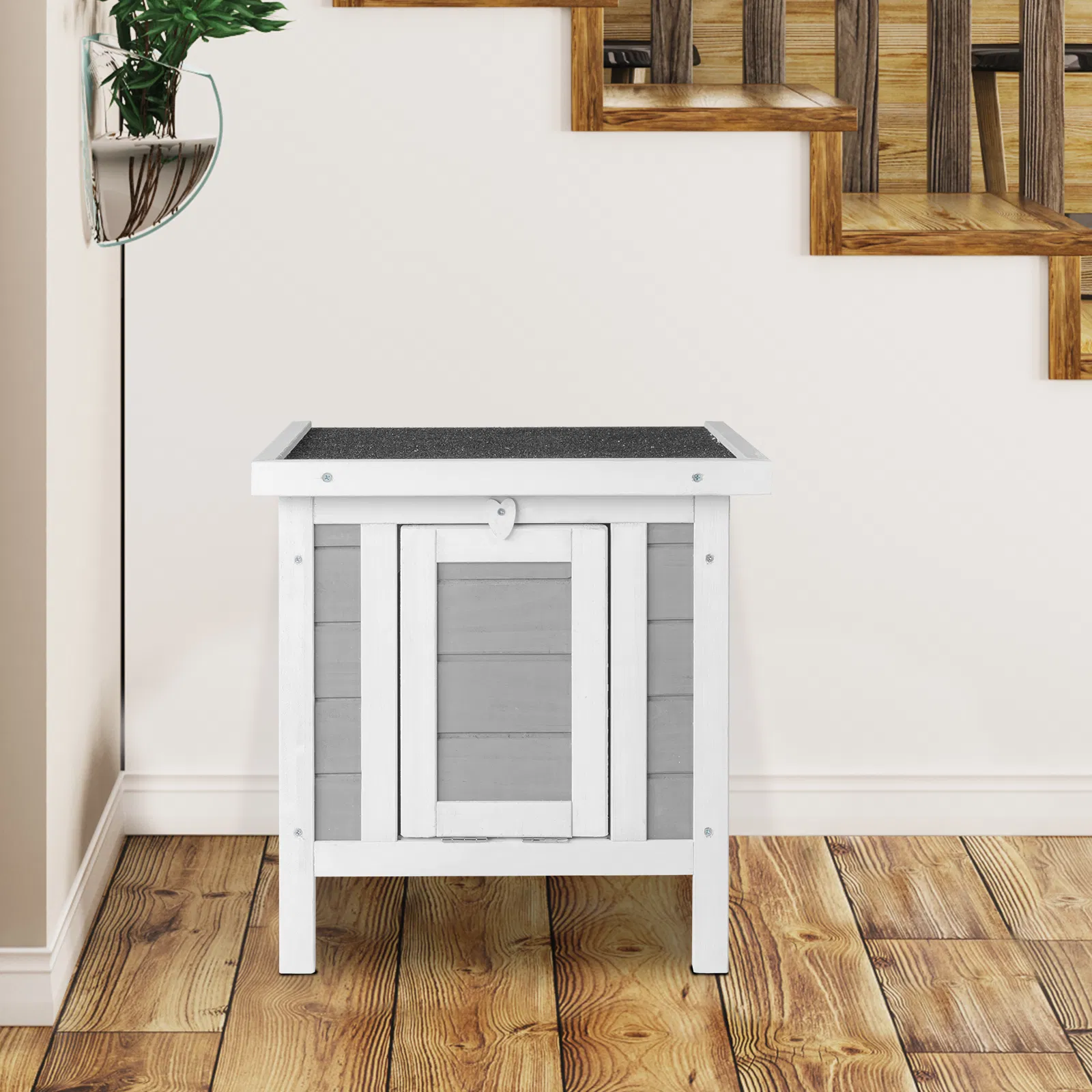 20" Wooden Waterproof Rabbit Hutch Pet Bunny Small Animal House Habitat Gray — image 2
