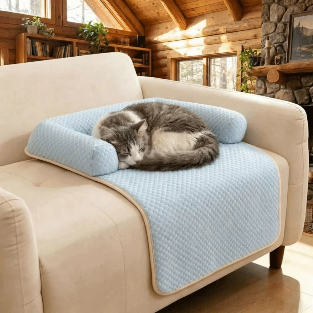 Pet Bed Mat Breathable Dog Cooling Mat Non-Slip Comfortable Pet Sleeping Pad Detachable with Pillow Dog Sofa Cushion Indoor — image 5