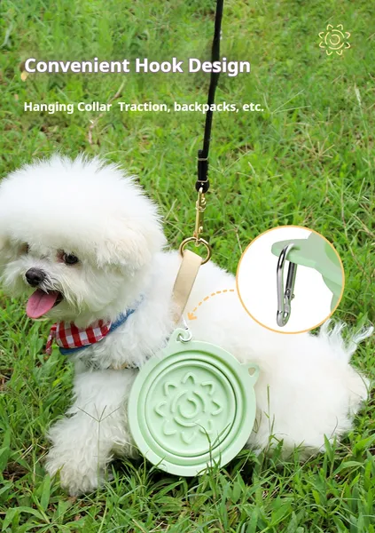 Tazón de Viaje Plegable 3 en 1 para Mascotas, Comedero Lento Plegable con Ventosas Fuertes, Tazón de Silicona Portátil para Perros con Gancho para Colgar en el Collar o la Mochila — imagen 12