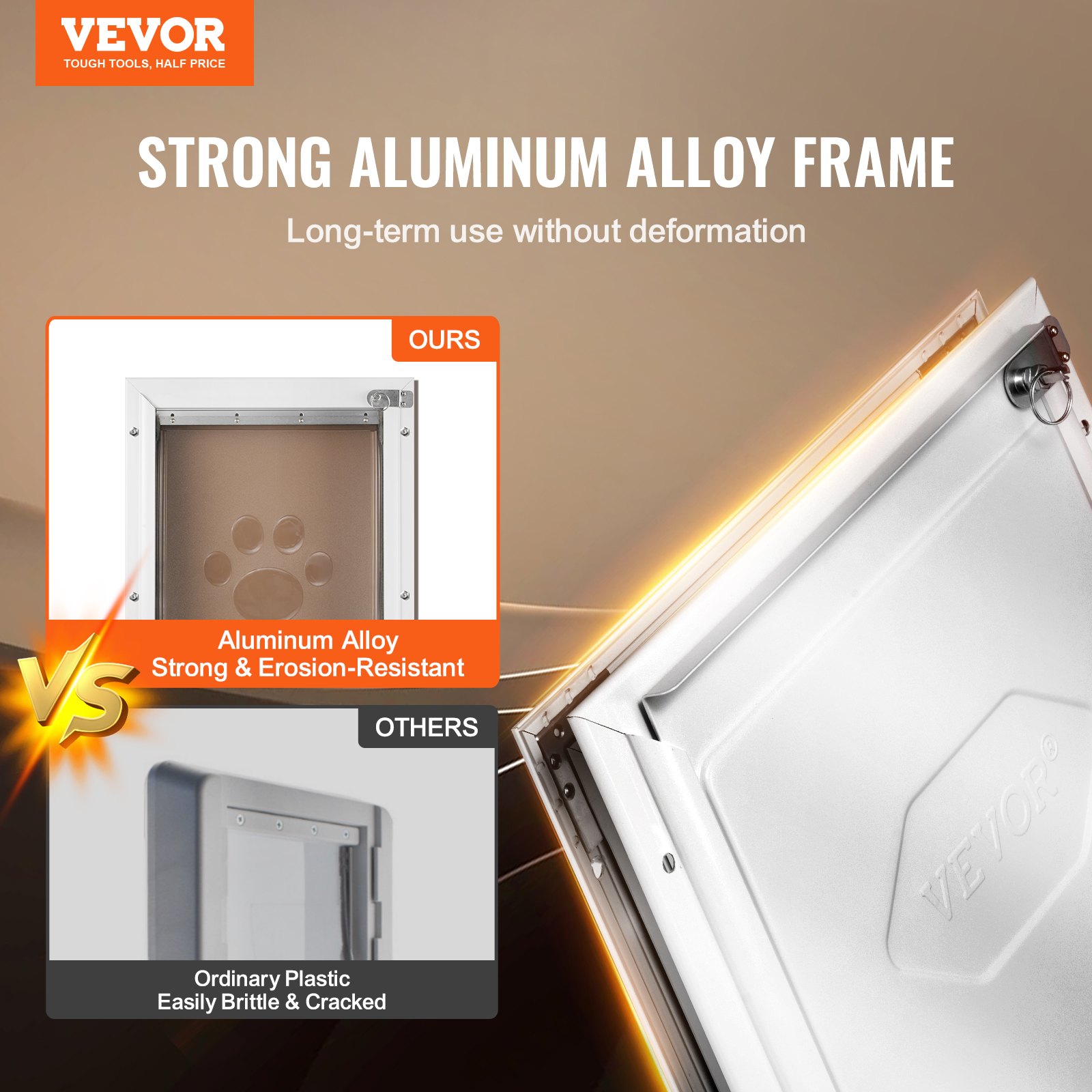 Pet Door, 11.3" X 16.02" Aluminum Frame With Lock And Flap System, Weatherproof Doggy Door, Easy To Install In Interior Or Exterior Doors, Pet Door Suitable For Cat Doggie Kitties (White-M) — imagen 3