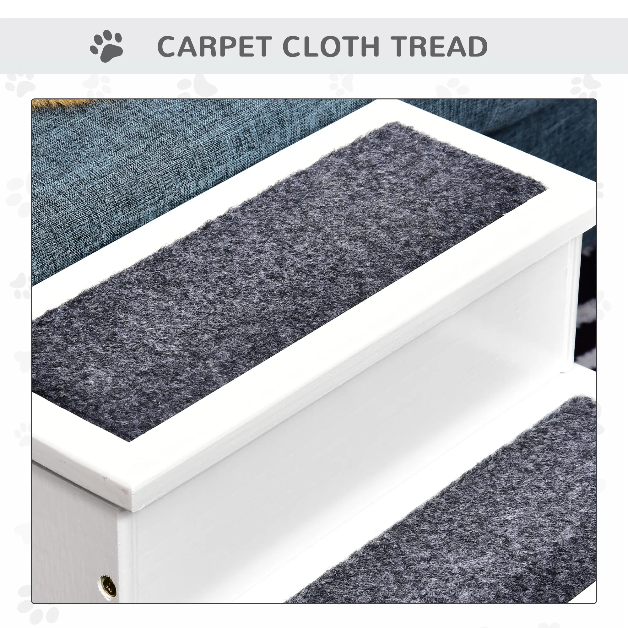 Wooden Carpeted Non Slip Pet Stairs Ramp — image 5