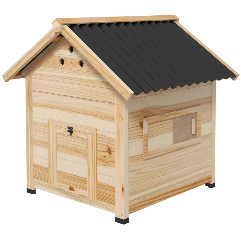 Duck Coop, Wooden Duck House With Openable Roof & Double Doors, Natural Wood — imagen 2